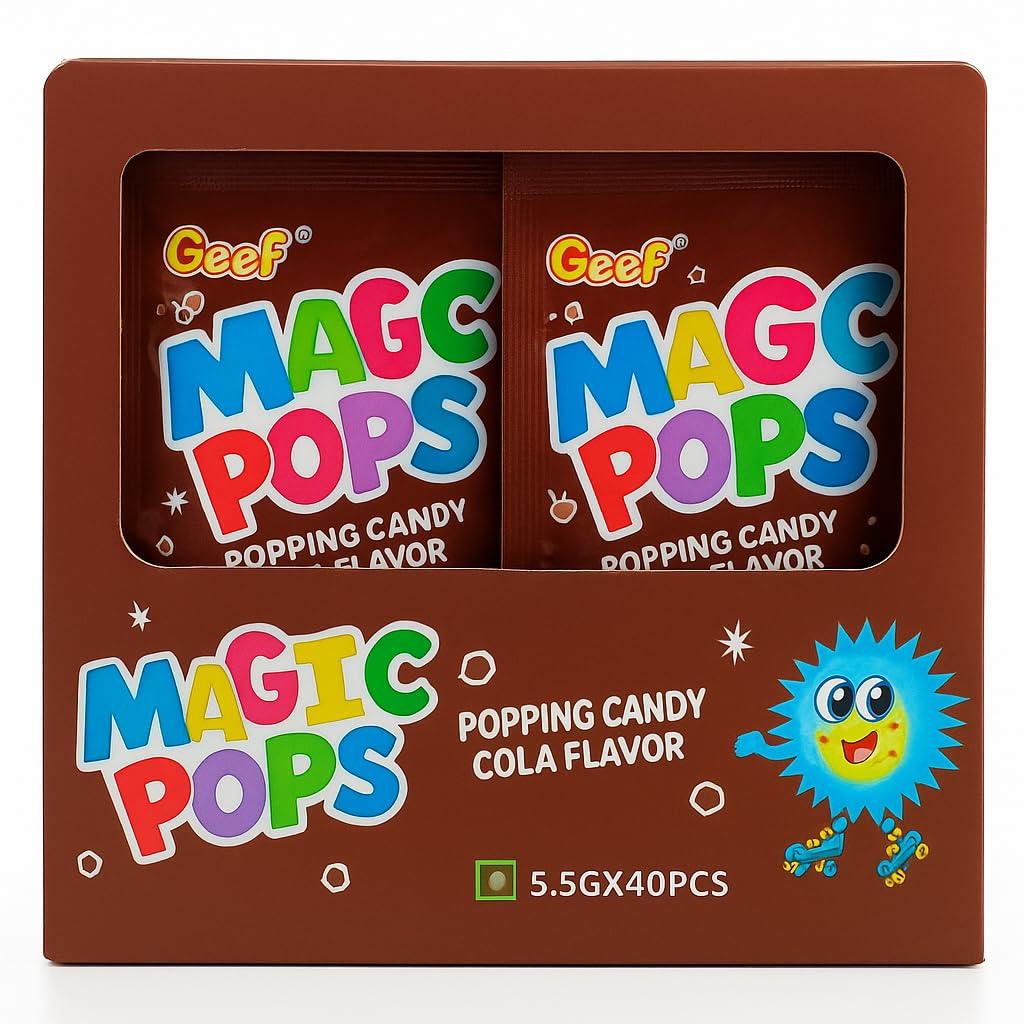Magic Pops Popping Candy Cola Flavor – Crackling Fizzy Fun Party Pack | 40 Sachets x 5.5g (220g, Imported)