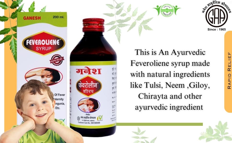 Ganesh Ayurvedic Fever Care Syrup (Feveroliene) – 200ml | Herbal Fever Relief & Immunity Booster