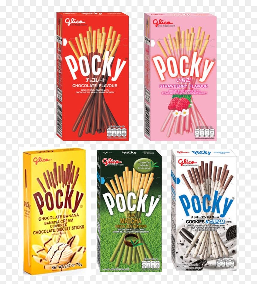 Pocky Sticks Variety Pack – 5 Flavours (Chocolate, Strawberry, Matcha, Cookies & Cream, Banana) – 70g Each – Imported Japanese Snack