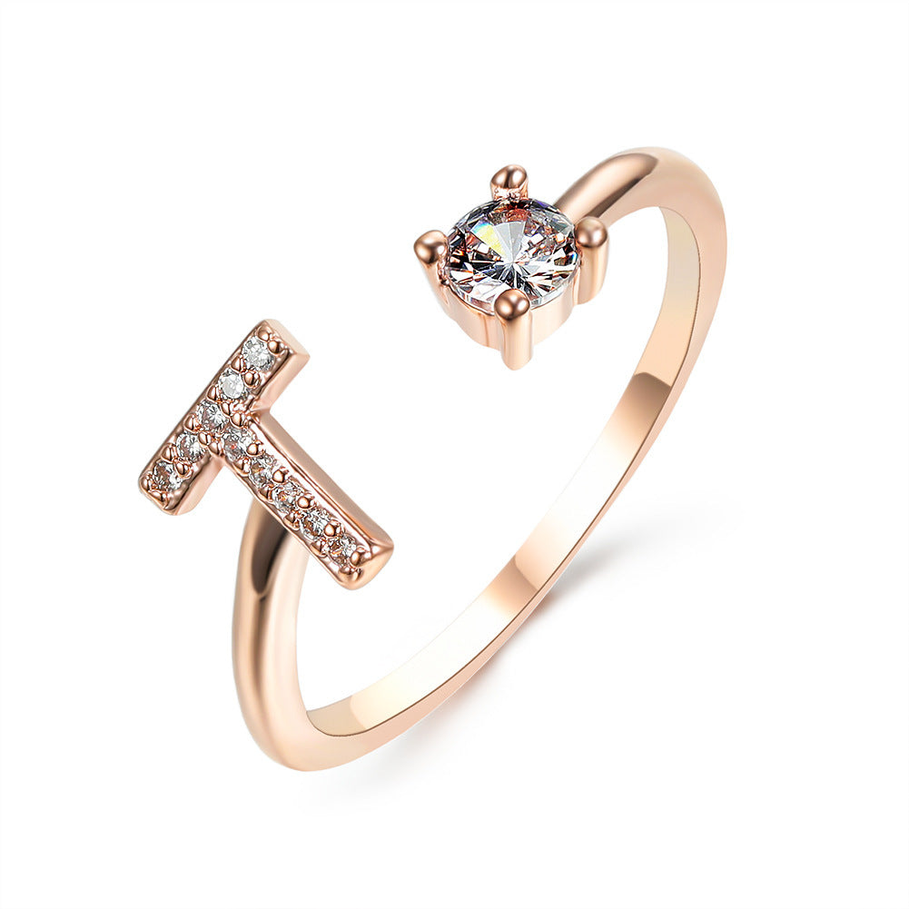 New Design Adjustable 26 Initial Letter Ring Fashion Jewelry For Women Simple Elegant Jewelry - LUXURY GLOW