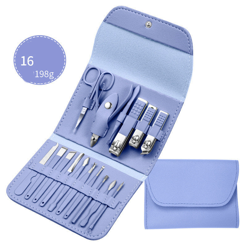 LuxuryGlow Professional Stainless Steel Manicure & Pedicure Set with Leather Case