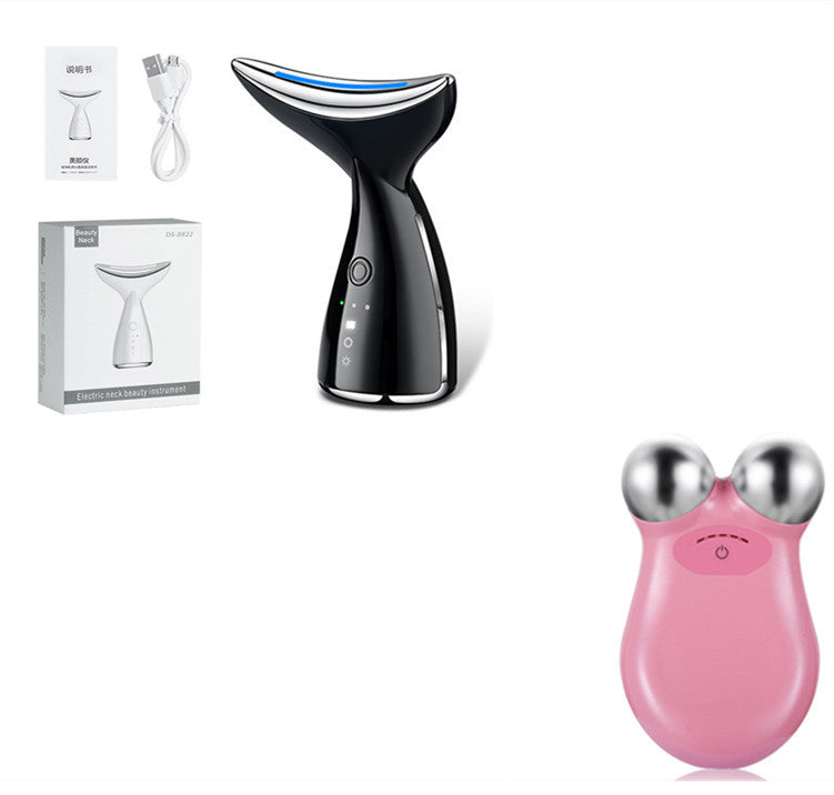 جهاز LuxuryGlow EMS Microcurrent لشد الرقبة والوجه مع العلاج بالضوء LED - يقلل التجاعيد ويشد البشرة