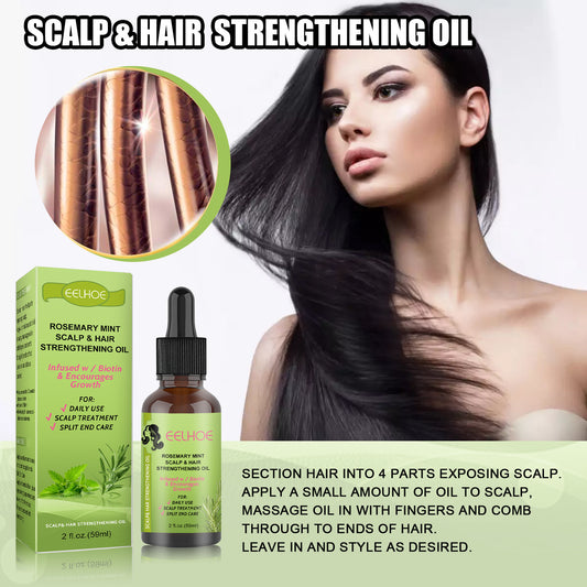 Aceite para el crecimiento del cabello con romero y menta EELHOE: suero para masaje del cuero cabelludo y reparación capilar