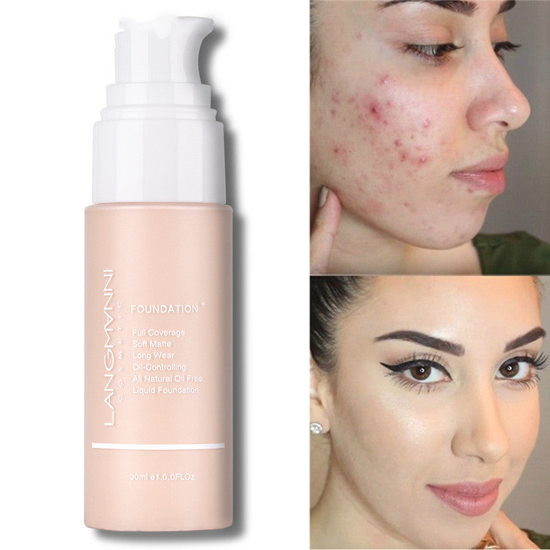 Base de maquillaje líquida LANGMANNI Oil-Control – Corrector mate de cobertura total (13 tonos)