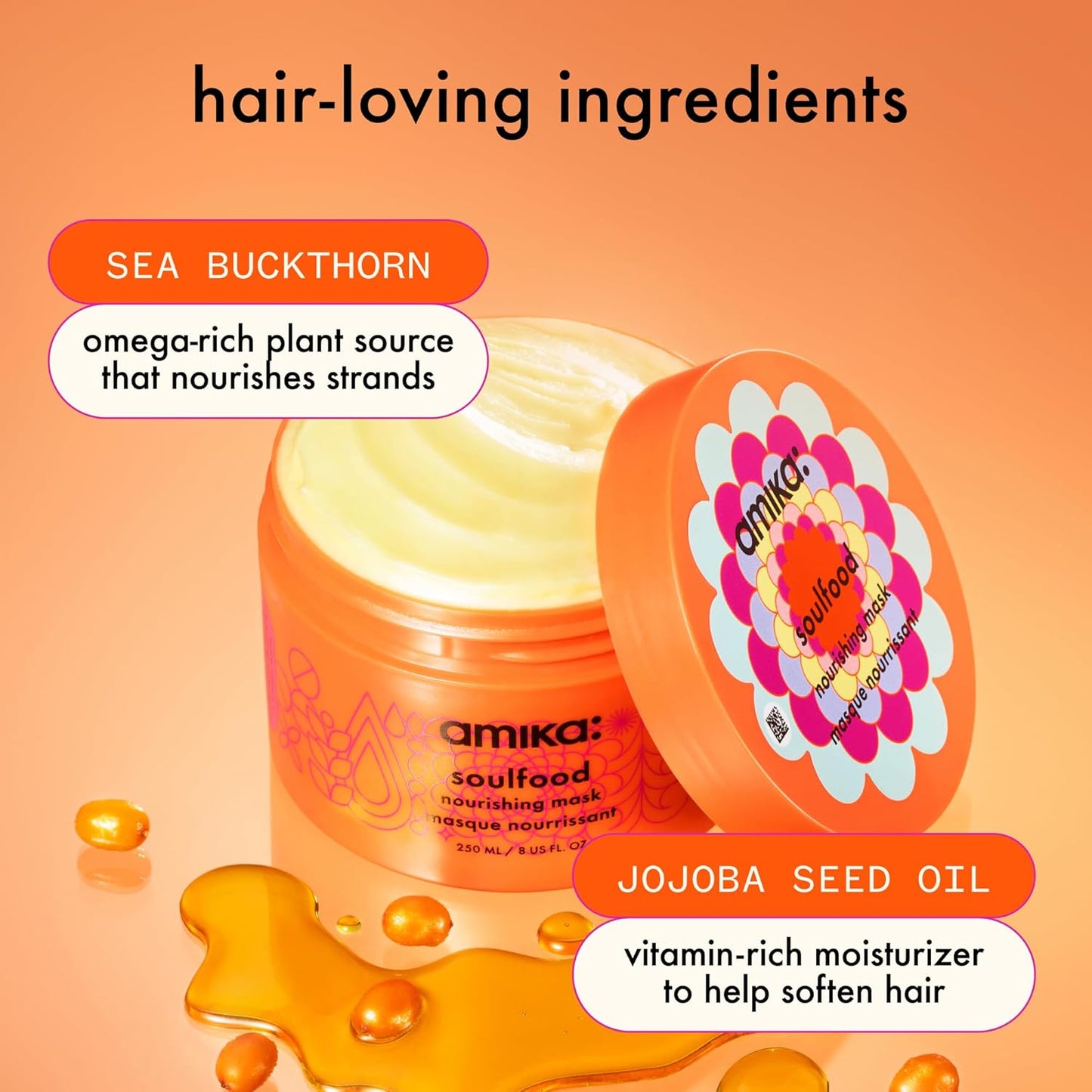 Amika Soulfood Nourishing Mask – Deep Hydration for Dry Hair – Natural, Moisturizing & Shine-Enhancing Formula – 3.84 oz