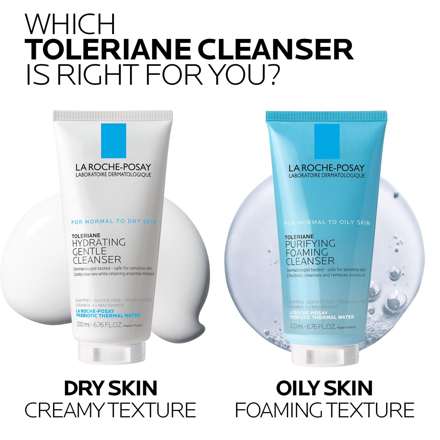 La Roche-Posay Toleriane Hydrating Gentle Face Cleanser with Niacinamide & Ceramides – Daily Hydrating Face Wash for Dry to Normal Sensitive Skin (Fragrance-Free)