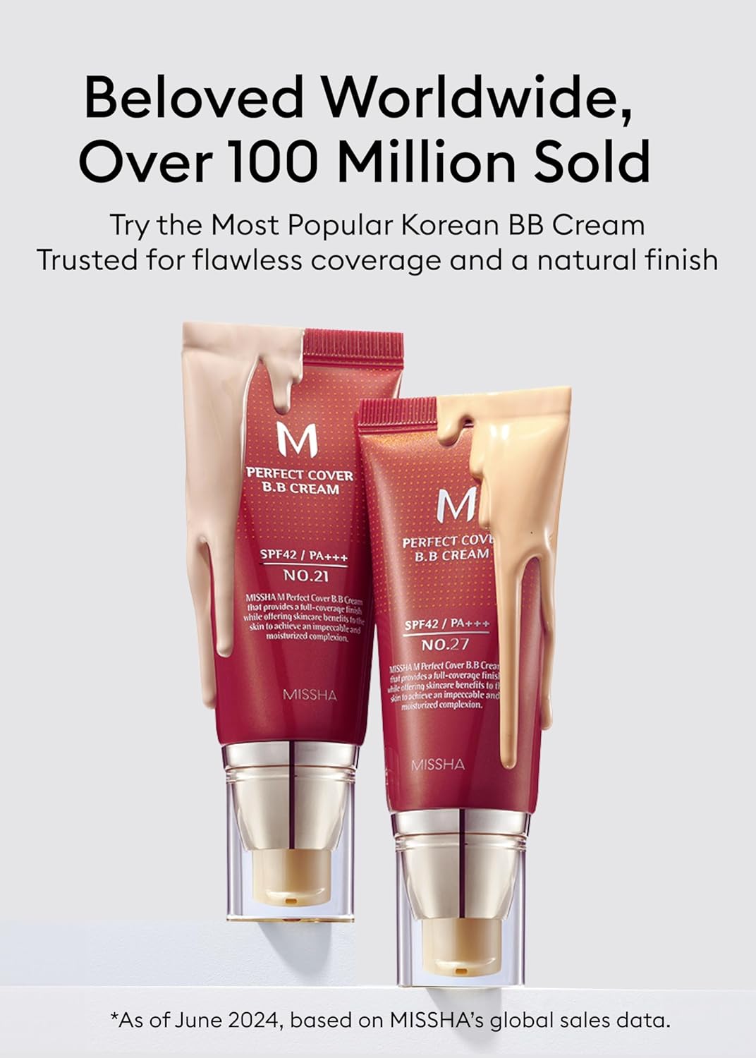 MISSHA M Perfect Cover BB Cream No.21 Light Beige – SPF 42 PA+++ Tinted Moisturizer & Sunscreen – Lightweight Foundation & Concealer – 1.69 Fl Oz