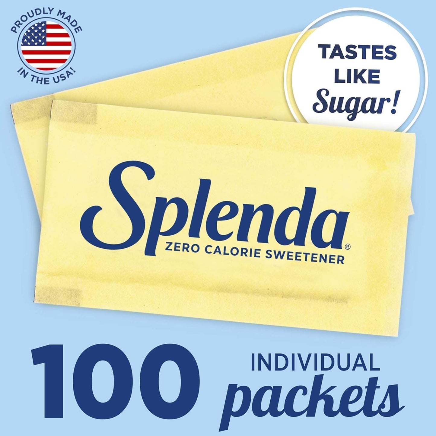 Splenda Zero Calorie Sweetener – Sugar-Free, Diabetic Friendly, Diet Sugar Substitute (100 Sachets, Pack of 2, Imported)
