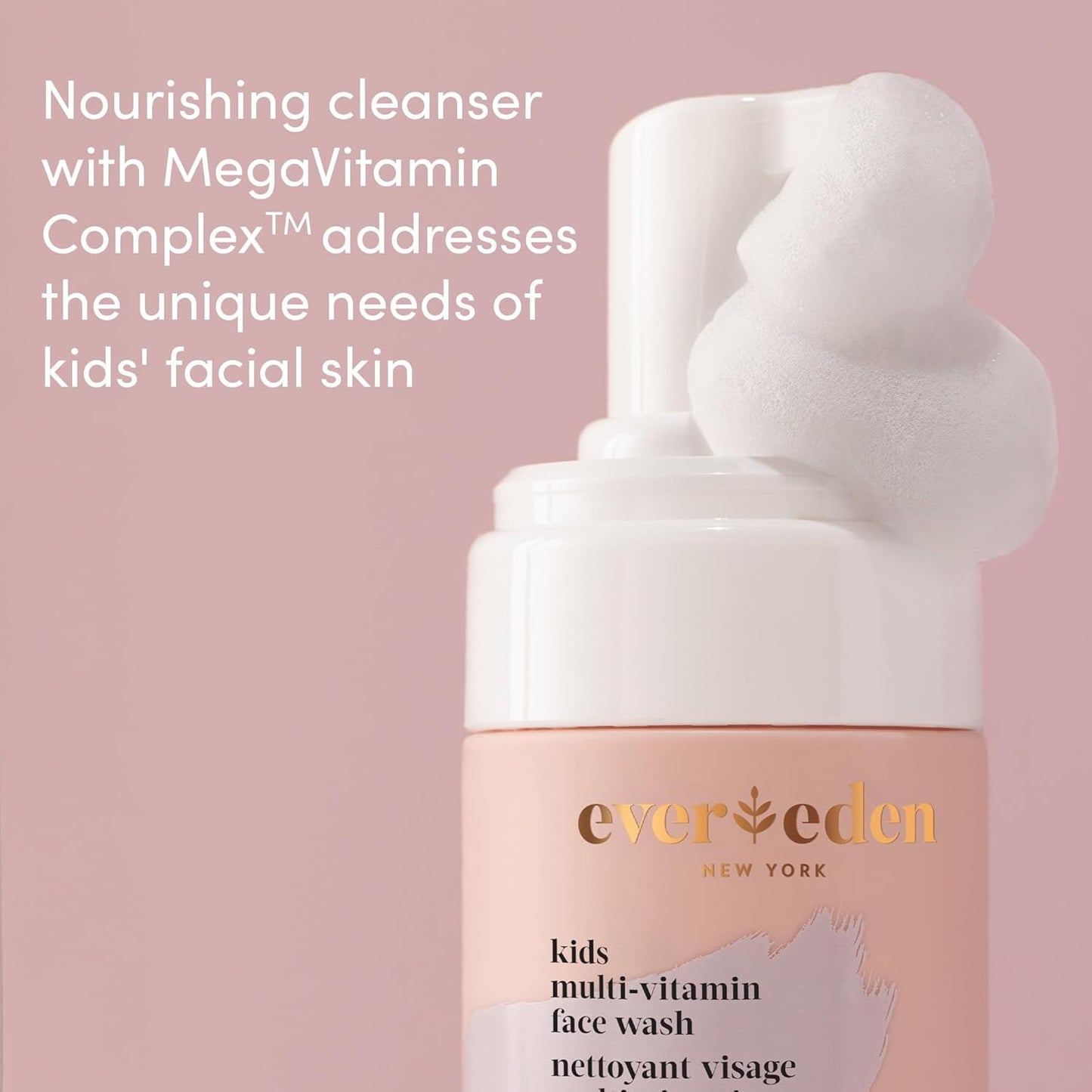 Evereden Kids Face Wash – Gentle Multi-Vitamin Cleanser with Cool Peach Scent, Non-Toxic & Hypoallergenic Skin Care for Kids 3+, 3.4 fl oz