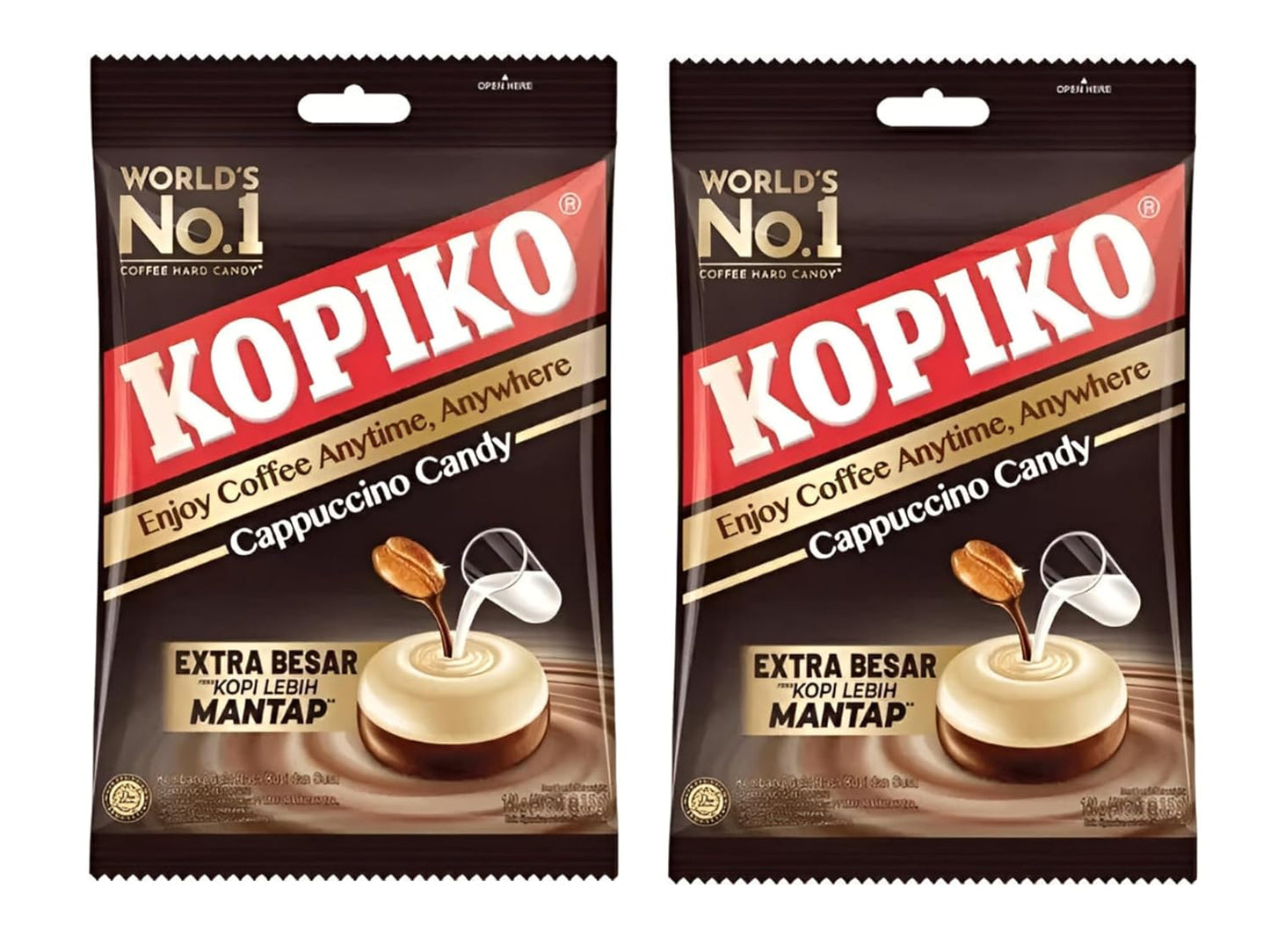 Kopiko Cappuccino Coffee Candy – Creamy Coffee & Milk Flavour Hard Candy | Pack of 2 × 175g (Imported, Vegetarian)