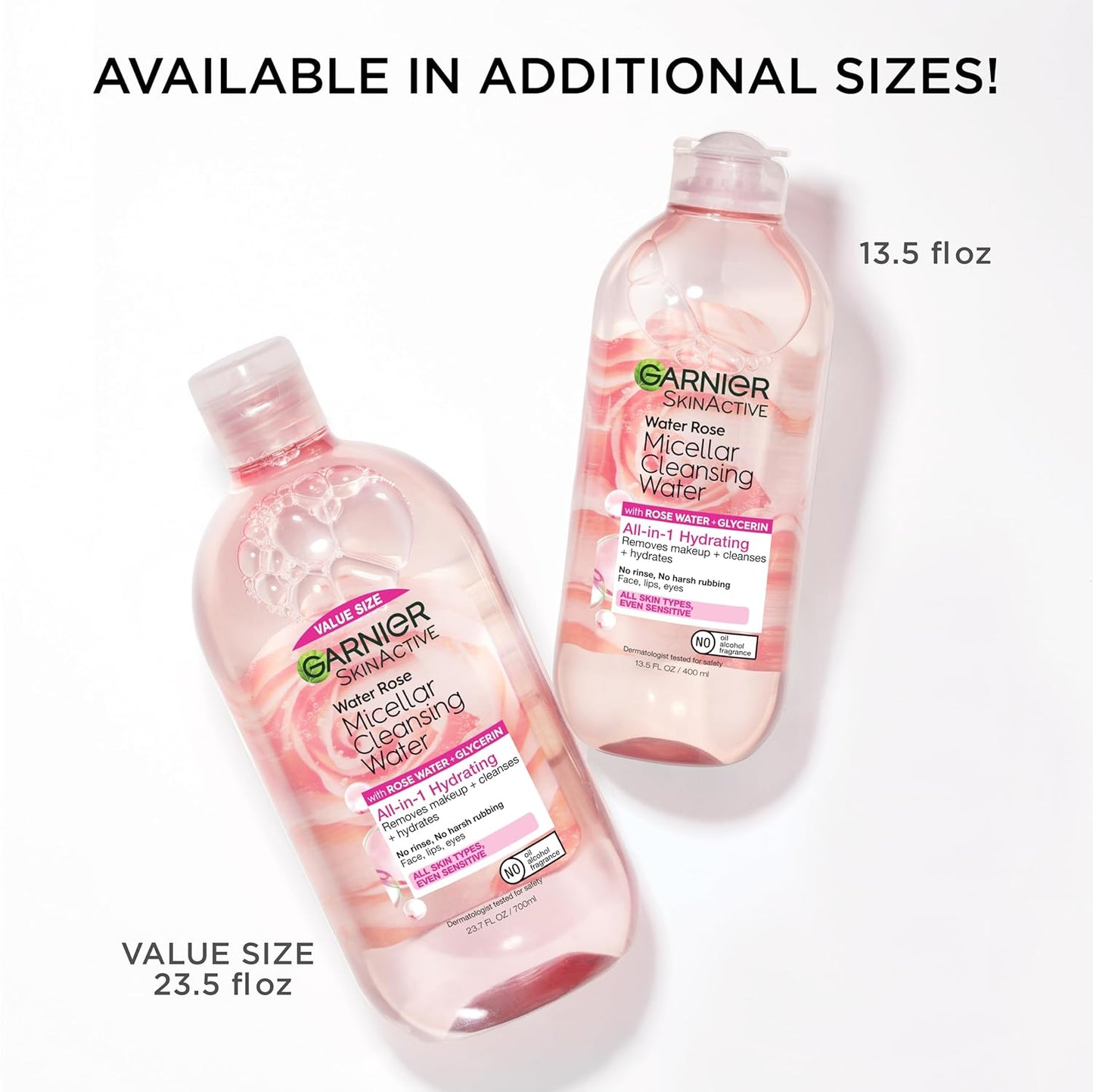 Garnier Micellar Water with Rose Water & Glycerin – Hydrating Facial Cleanser & Makeup Remover for All Skin Types, Vegan & Cruelty-Free (13.5 fl oz)
