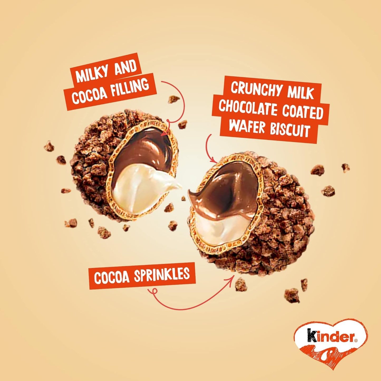 Kinder Schoko-Bons Crispy | Bite-Sized Milk Chocolate with Creamy Filling & Crispy Wafer | 89g Family Pack (Imported, Vegetarian)