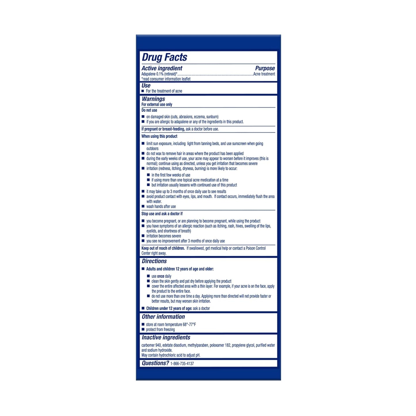 Differin Acne Treatment Gel 0.1% Adapalene – 30 Day Retinoid Face Care for Sensitive, Acne-Prone Skin – 15g Pump