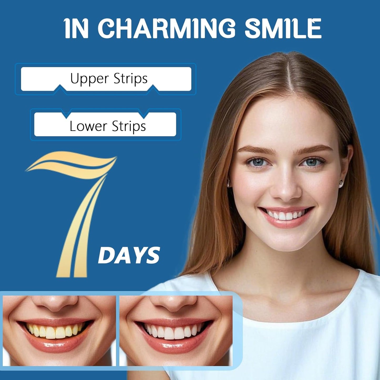 Teeth Whitening Strips – 14-Day Kit, Enamel-Safe, No-Slip, Sensitive Teeth, Deep Stain Removal (28 Strips)