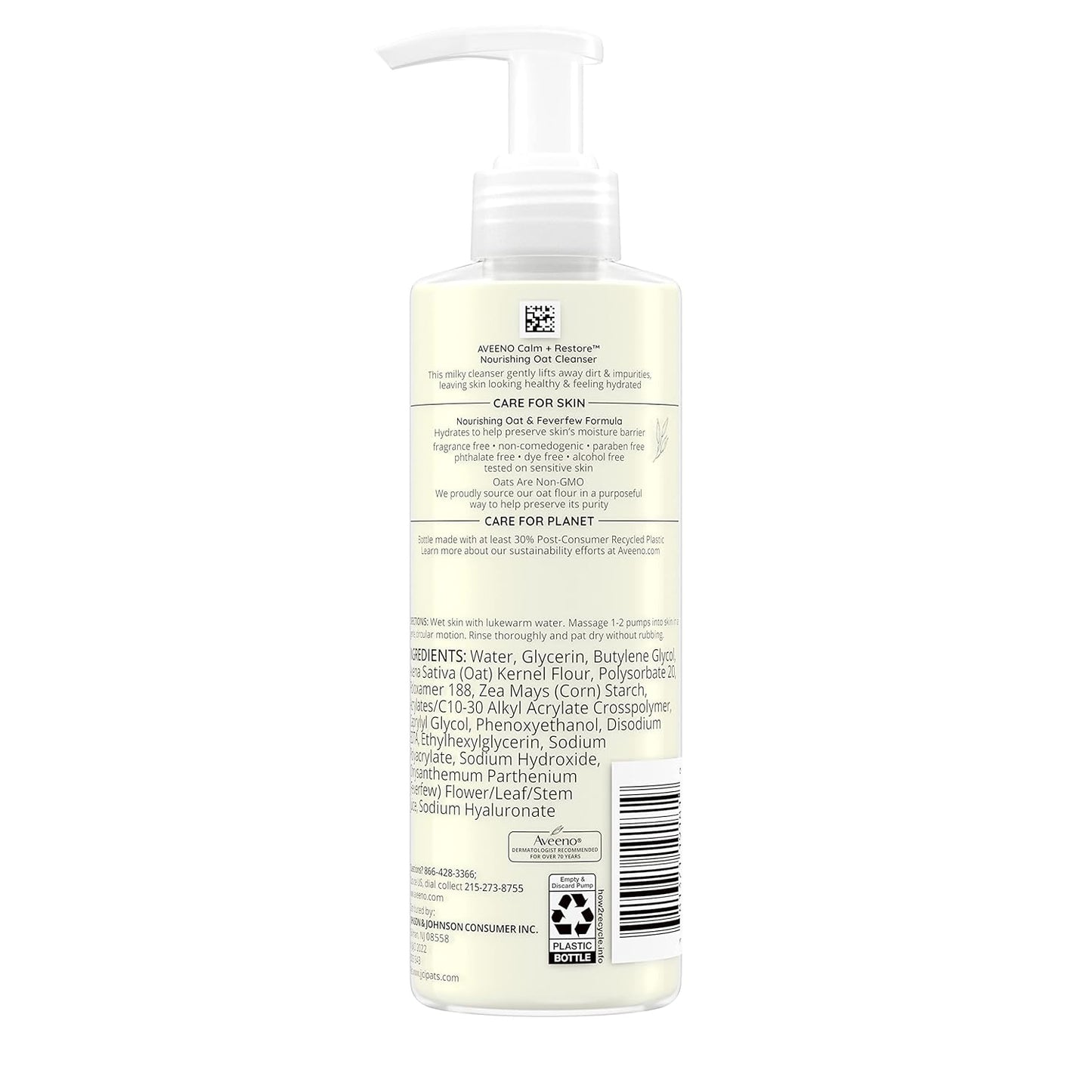Aveeno Calm + Restore Oat Facial Cleanser – Hydrating & Soothing for Sensitive Skin (7.8 oz)