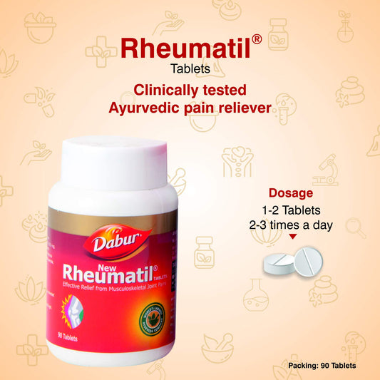 Dabur Rheumatil Tablets (90 Count) | Ayurvedic Joint Pain Relief & Arthritis Care Supplement