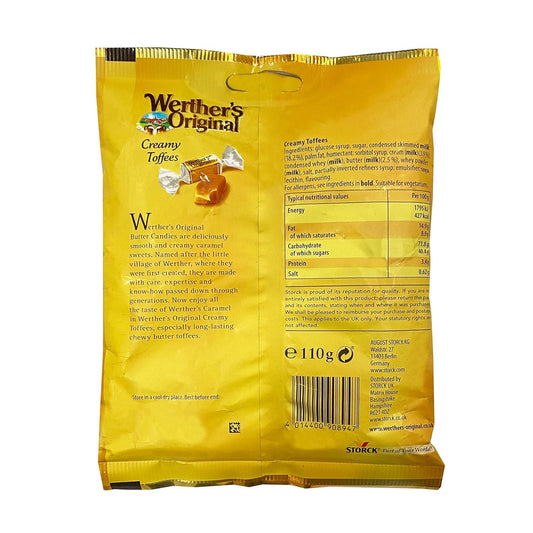 Werther’s Original Creamy Toffees – Butter & Fresh Cream Caramel Sweets | 110g (Imported, Vegetarian)
