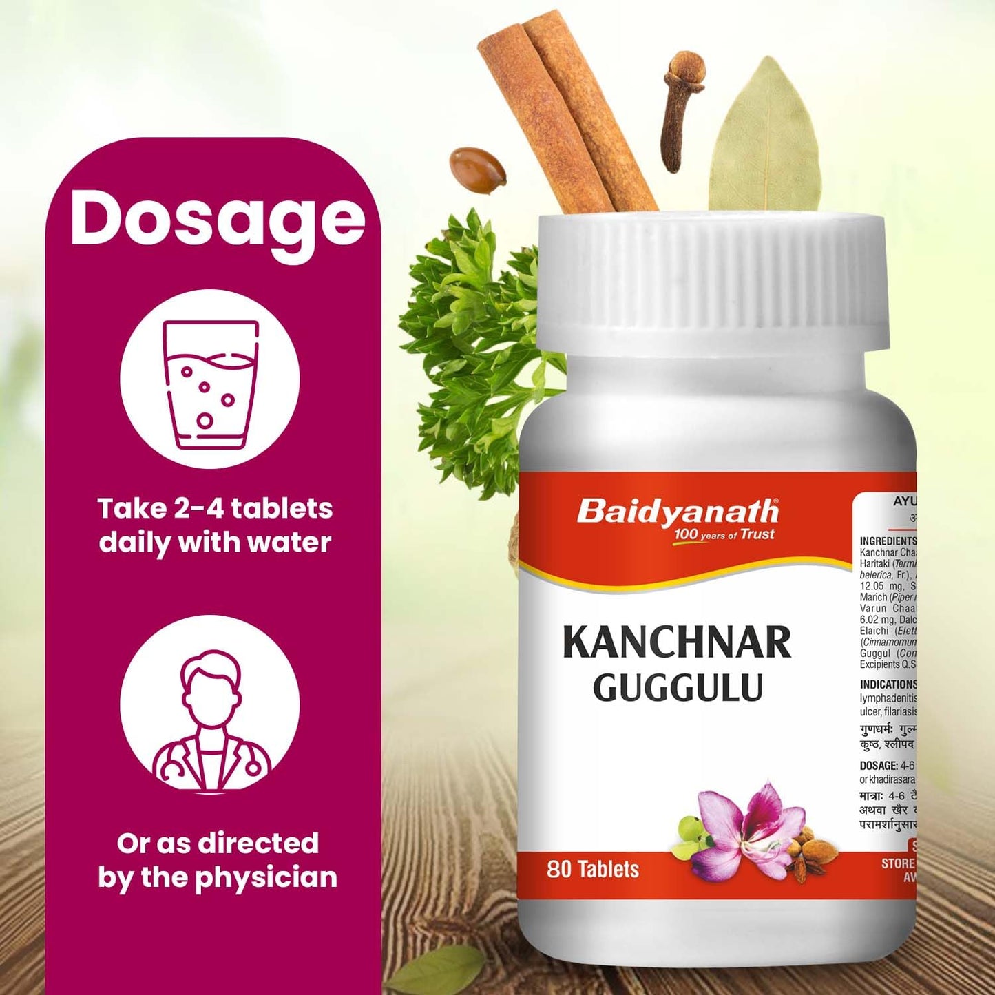Baidyanath Kanchnar Guggulu – 160 Tablets | An Ayurvedic Formulation | Helpful in Hormonal imbalance, Joint Pains and Eliminate Toxins