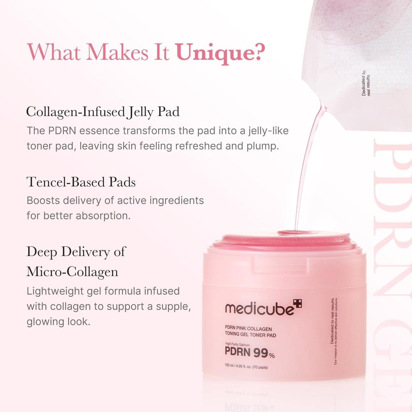 Medicube Salmon DNA PDRN Pink Collagen Jelly Pad – Korean Gel Toner Pads with Niacinamide, Retinol & Madecassoside for Radiance, Soothing & Uneven Skin Tone (70 Pads)