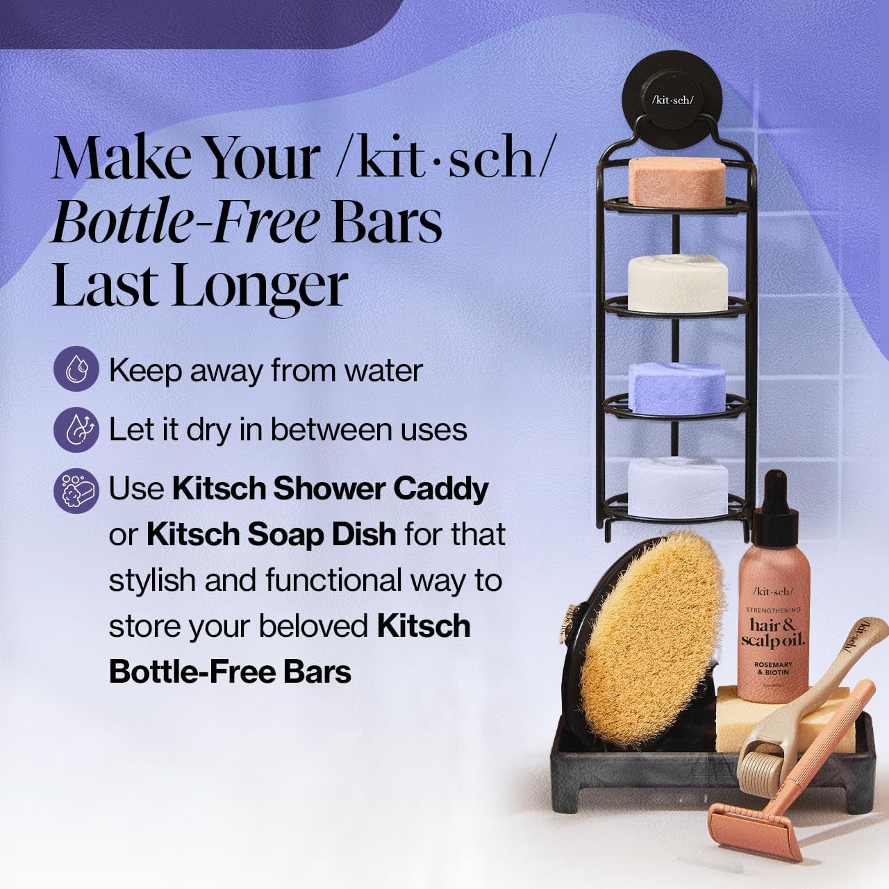 Kitsch Purple Shampoo & Conditioner Bar Set | Biotin-Enriched Toning for Blonde, Grey & Color-Treated Hair | Vegan, Sulfate-Free & Eco-Friendly (Made in USA)