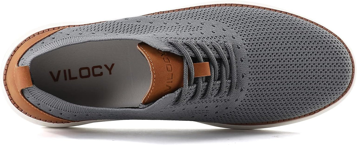 VILOCY Men’s Casual Dress Sneakers | Breathable Knit Business Shoes