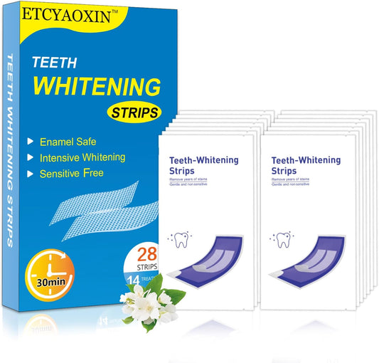 Teeth Whitening Strips – 14-Day Kit, Enamel-Safe, No-Slip, Sensitive Teeth, Deep Stain Removal (28 Strips)