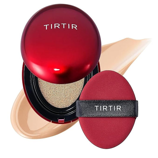 TIRTIR Mask Fit Red Cushion Foundation – Korean Full Coverage Lightweight Cushion with Satin Glow & 72-Hour Long Wear (#23N Sand, 0.63 fl.oz)