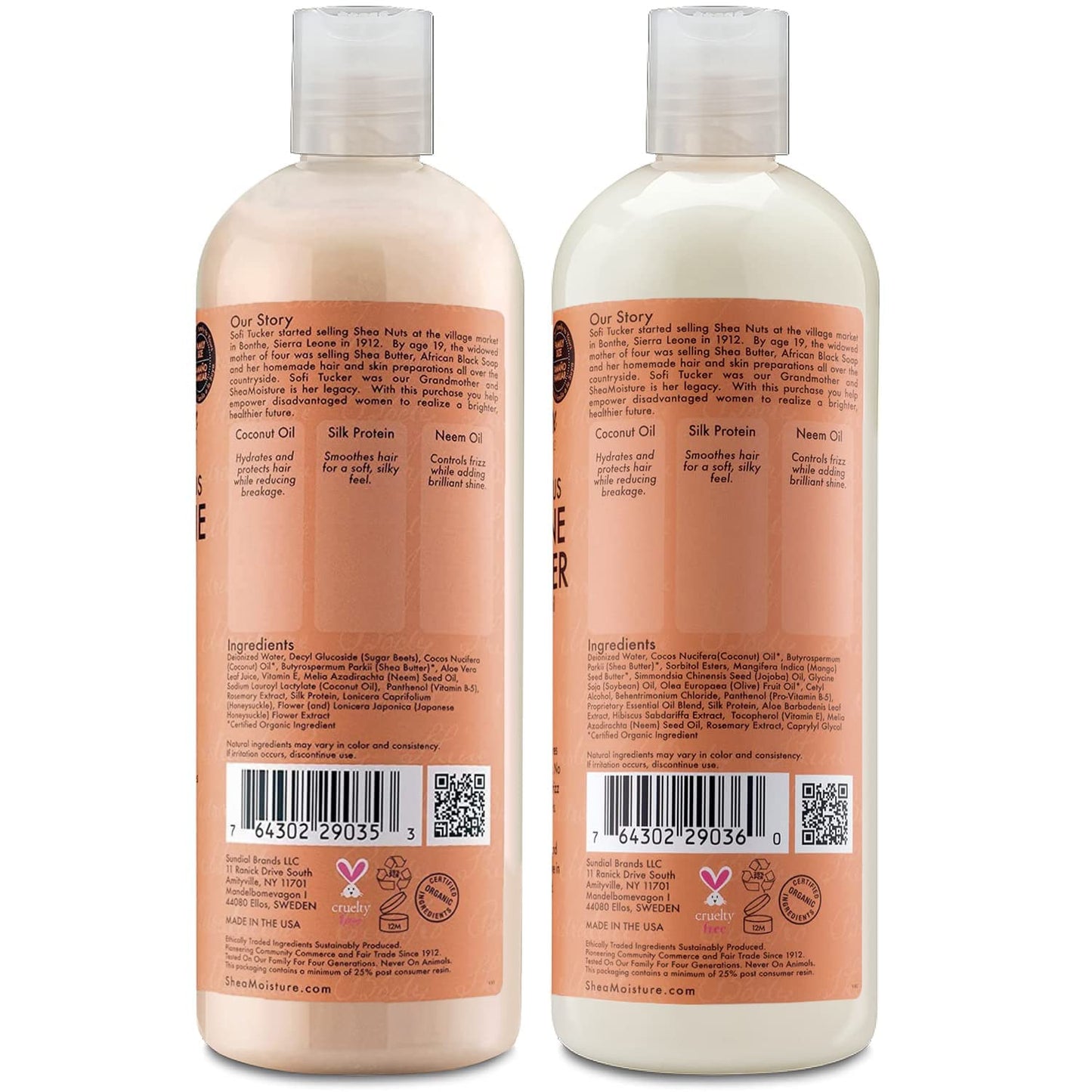 SheaMoisture Coconut & Hibiscus Curl & Shine Shampoo & Conditioner Set – Frizz Control & Curl Definition, Sulfate-Free, 16oz Each
