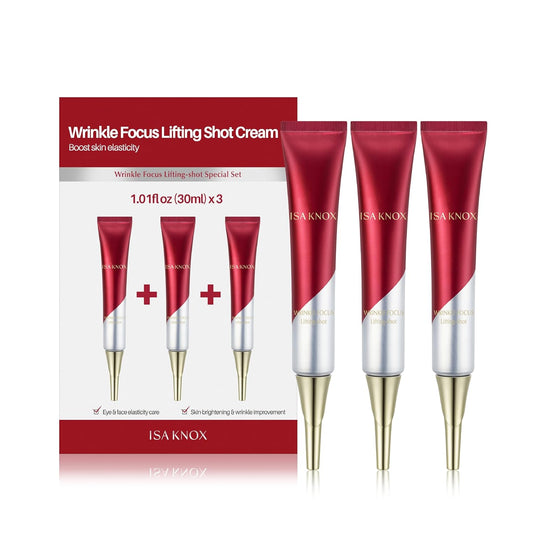 ISA KNOX Wrinkle Focus Shot Cream Set – Anti-Aging Moisturizer for Face, Eyes & Neck (3.1 fl oz, Pack of 3)
