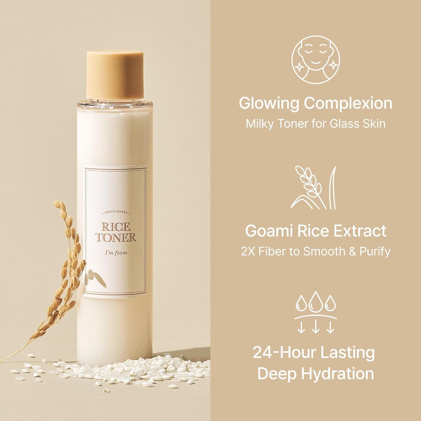 I’m From Rice Toner 150ml – Hydrating & Brightening Korean Toner with Rice Extract & Niacinamide | Vegan, Alcohol-Free & Sensitive Skin Friendly