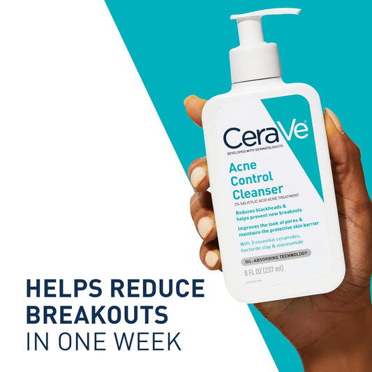 Limpiador facial CeraVe Acne Control con ácido salicílico, arcilla y niacinamida – 226 ml