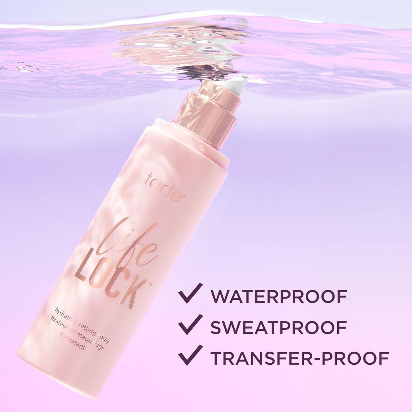 tarte Life Lock Hydrating Setting Spray – Makeup Setting Mist with Caffeine to Energize, Reduce Puffiness & Lock Makeup – Lightweight Formula for All Skin Types