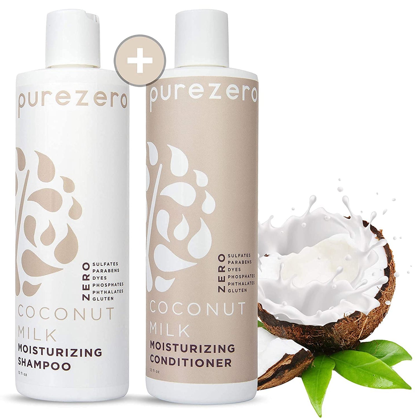 Purezero Coconut Milk Shampoo & Conditioner Set – Vegan, Sulfate-Free, Hydrating & Anti-Frizz Hair Care