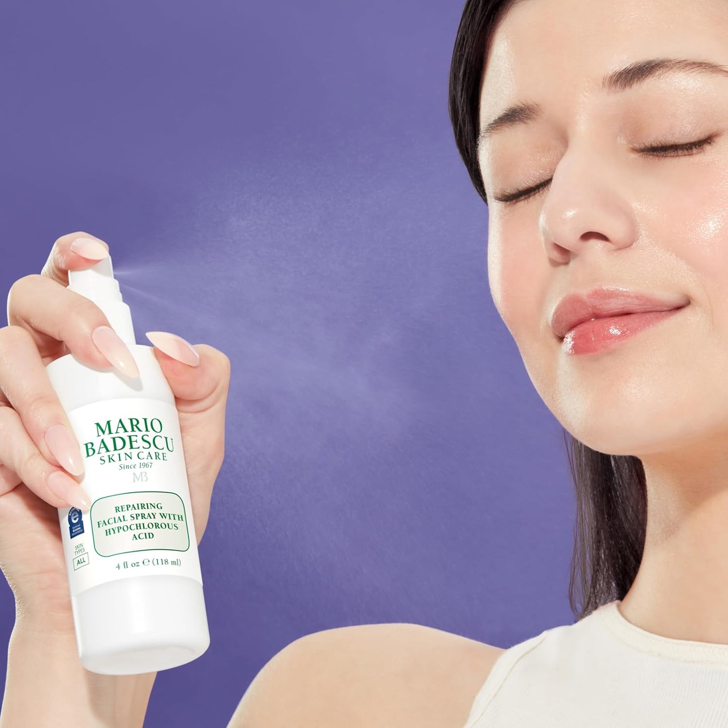 Mario Badescu Repairing HOCl Facial Spray – Soothes Redness & Irritated Skin, Hypochlorous Acid Hydrating Mist, Fragrance-Free, 4 fl oz