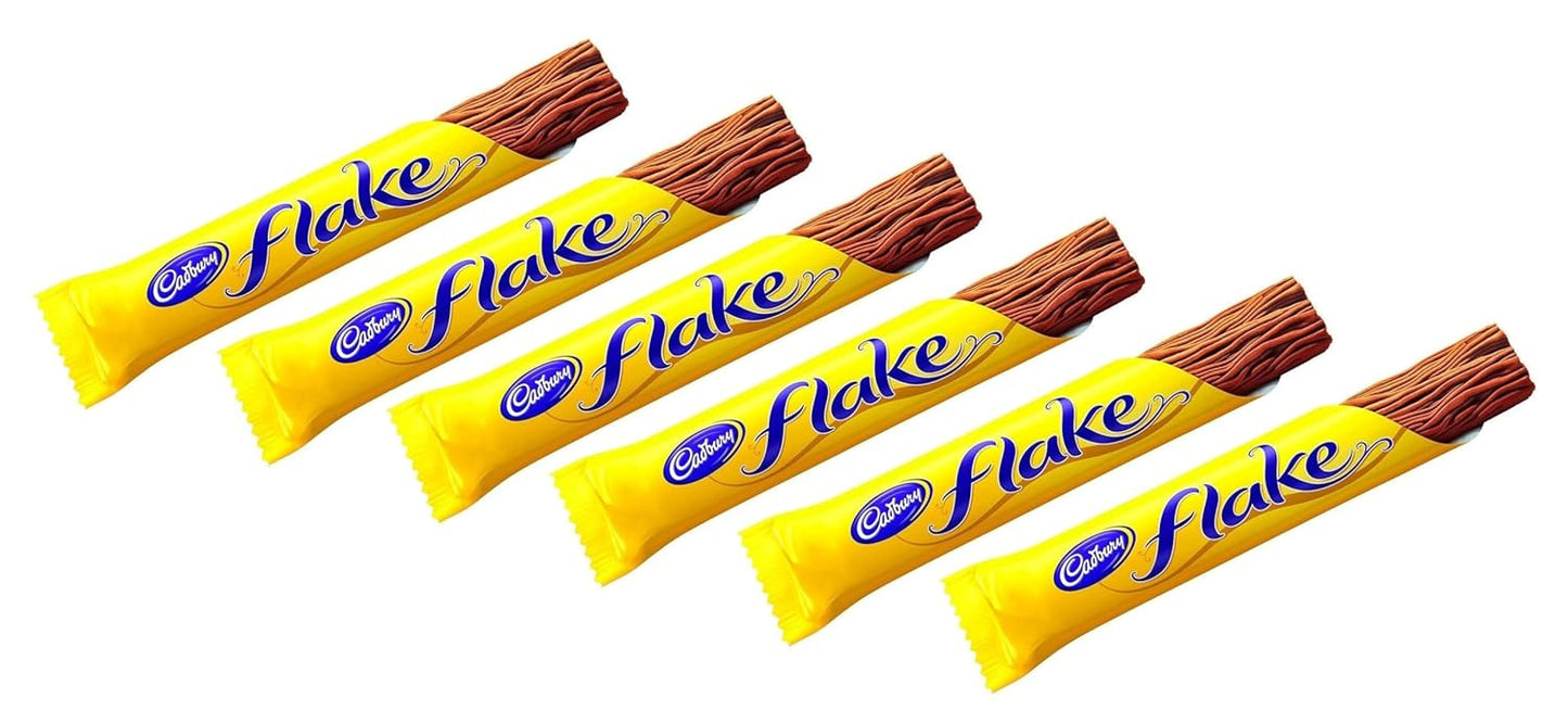 Cadbury Flake Milk Chocolate Bars – Crumbliest & Flakiest Chocolate Treat | 15g Each, Pack of 6 (Imported from UK)