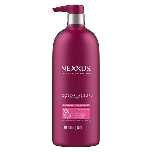 Nexxus Color Assure Sulfate-Free Shampoo with ProteinFusion – Enhances Vibrancy for Color-Treated Hair – Silicone-Free with Pump, 33.8 fl oz
