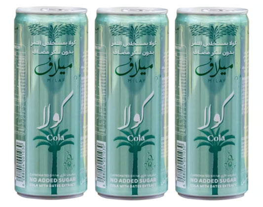 Milaf Colas Carbonated Soft Drink with Dates Extract | Naturally Sweetened & Refreshing | 240ml x Pack of 3 (Imported)