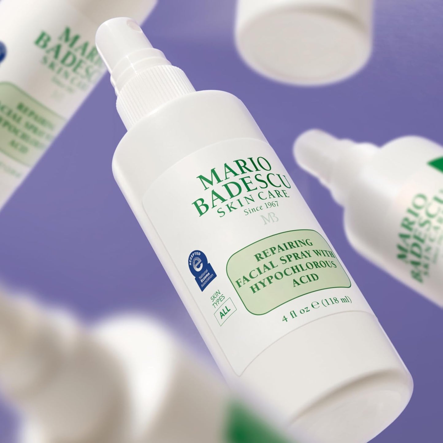 Mario Badescu Repairing HOCl Facial Spray – Soothes Redness & Irritated Skin, Hypochlorous Acid Hydrating Mist, Fragrance-Free, 4 fl oz
