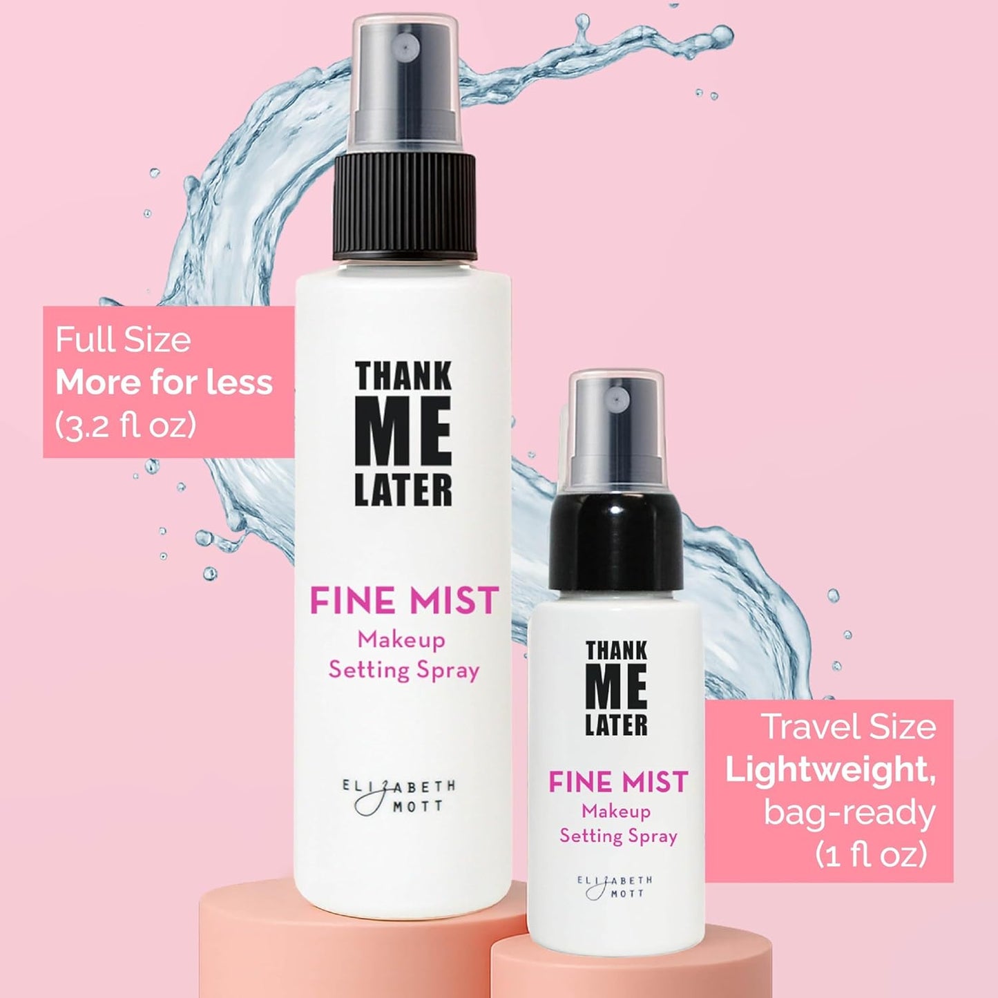 Elizabeth Mott Thank Me Later 3-in-1 Dewy Makeup Setting Spray – Hydrating, Long-Lasting Fine Mist with Niacinamide – Lightweight, Oil-Free, Cruelty-Free – 95ml