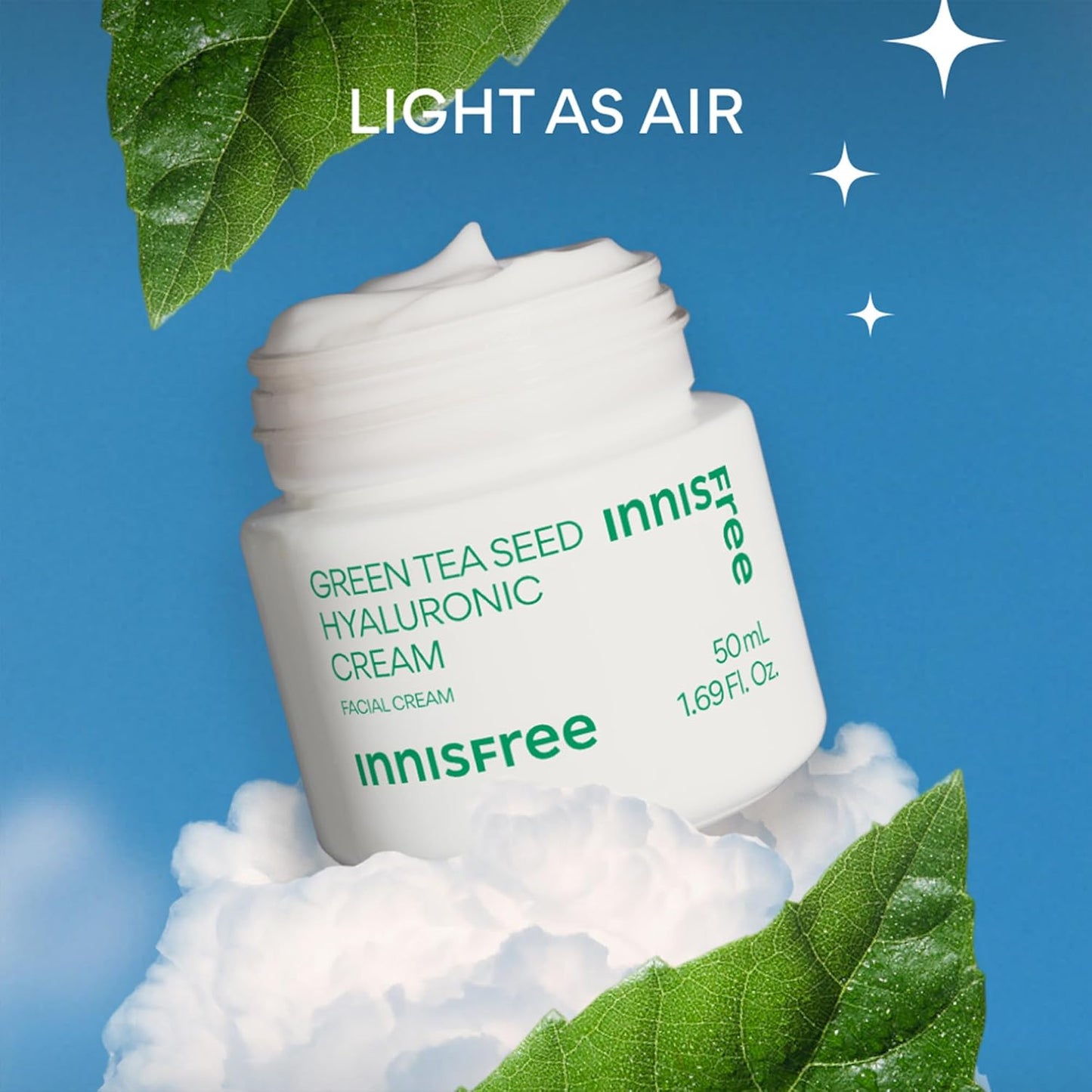 Innisfree Green Tea Seed Hyaluronic Acid Cream – Hydrating Korean Moisturizer with Ceramides & Barrier Boosting Complex (1.69 fl. oz)