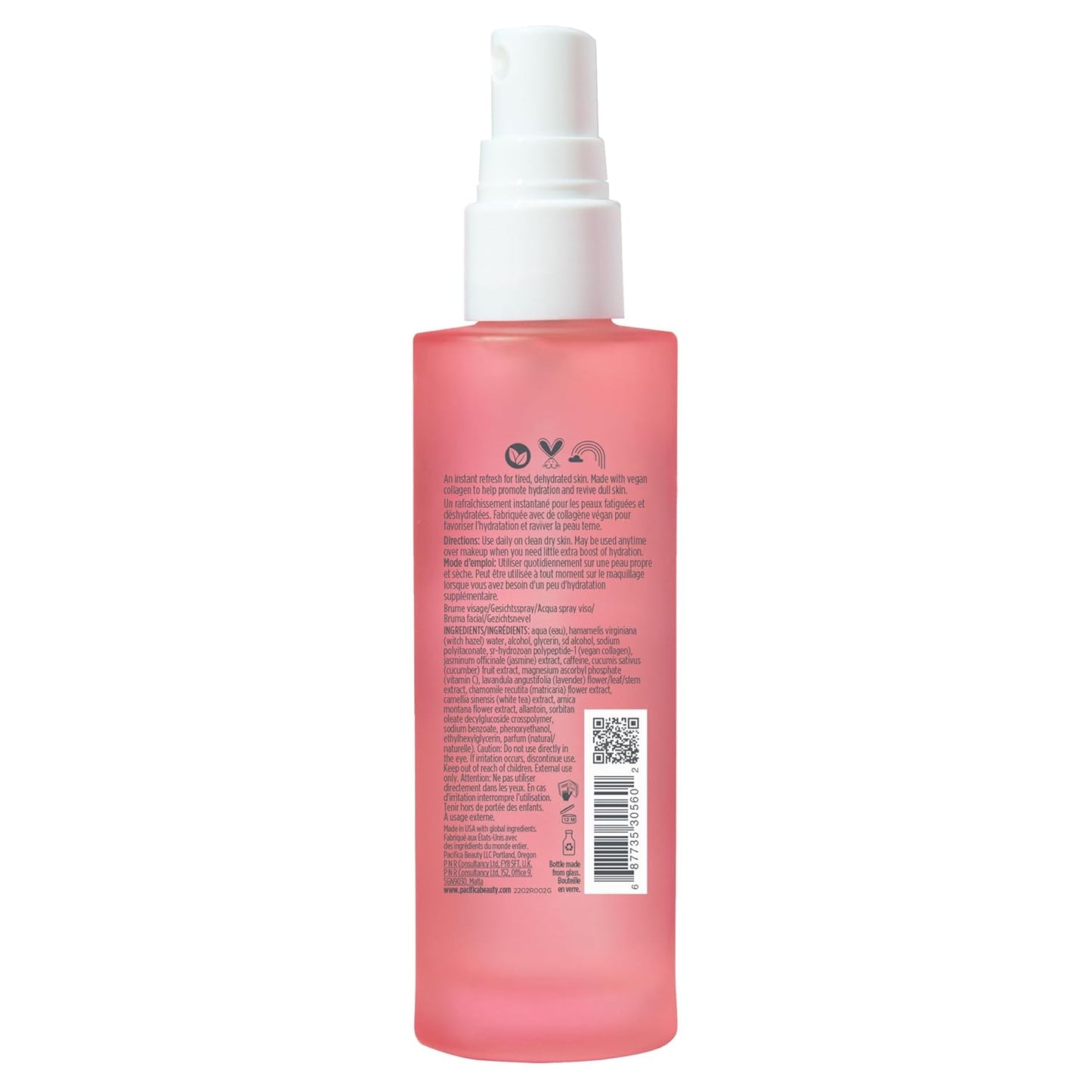 Pacifica Vegan Collagen Hydrating Setting Mist – Dewy Illuminating Face Primer & Makeup Base with Squalane & Ceramides (1.7oz)