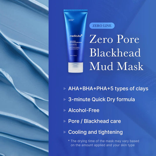 Medicube Zero Pore Blackhead Mud Mask | Quick 3-Min Detox with AHA, BHA, PHA | Pore Tightening, Cooling Korean Clay Mask (3.52 oz)