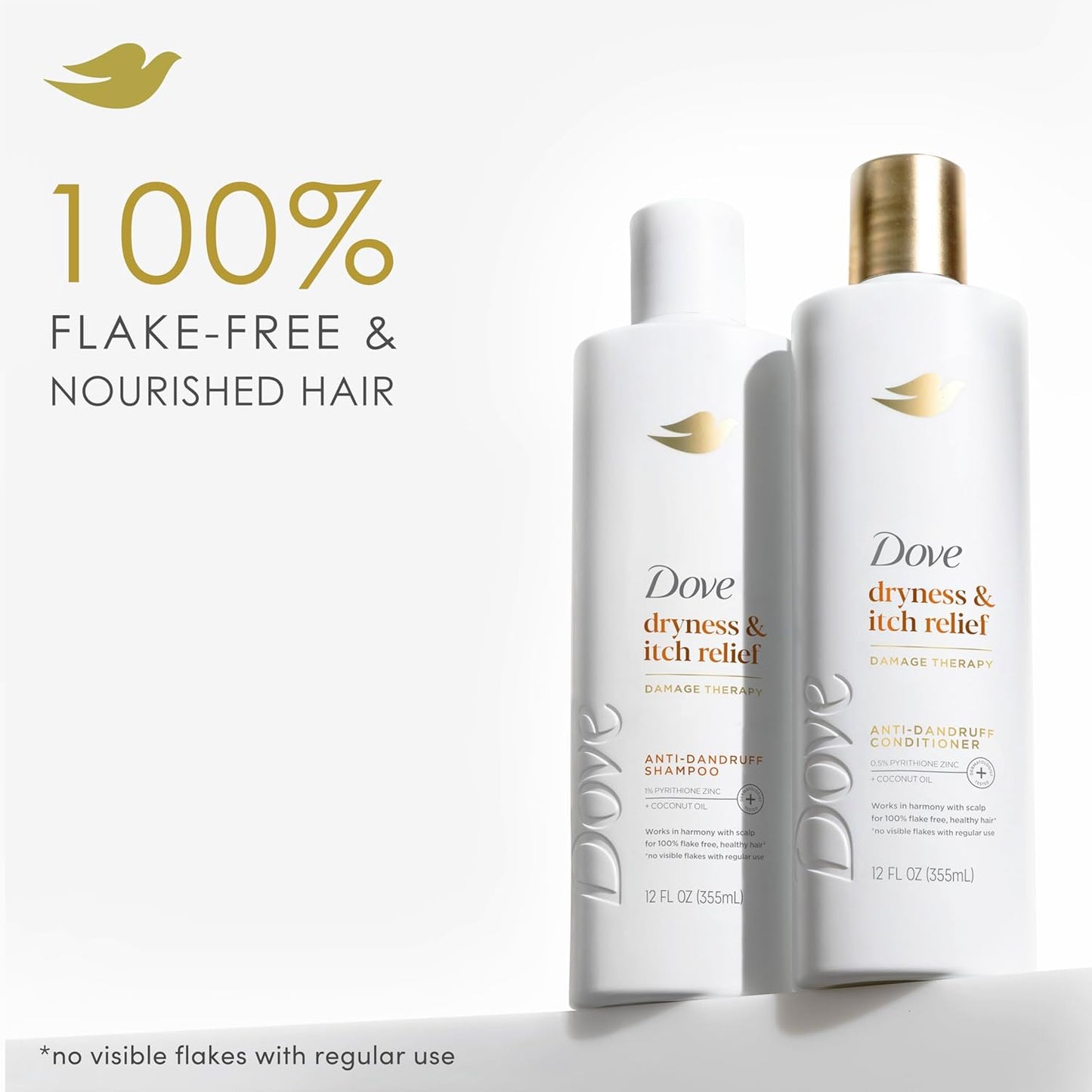 Dove DermaCare Scalp Shampoo & Conditioner Set – Anti-Dandruff, Itch Relief with Pyrithione Zinc – Hydrating & Smoothing Hair Care, 12 oz Each, 2 Pack