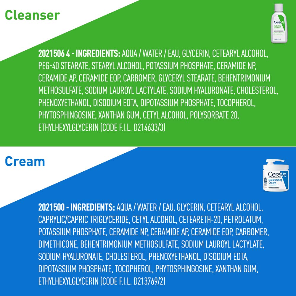 CeraVe Moisturizing Cream & Hydrating Facial Cleanser Set – Dry Skin Relief, 24-Hour Hydration, Fragrance-Free Skincare Bundle