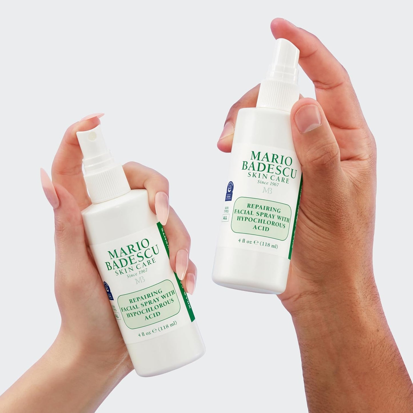 Mario Badescu Repairing HOCl Facial Spray – Soothes Redness & Irritated Skin, Hypochlorous Acid Hydrating Mist, Fragrance-Free, 4 fl oz