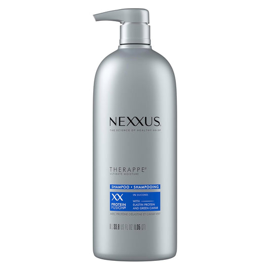 Nexxus Therappe Moisturizing Shampoo | Ultimate Moisture for Dry Hair | Silicone-Free with ProteinFusion, Elastin Protein & Green Caviar | 33.8 oz