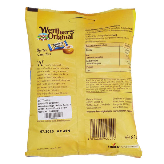 Werther’s Original Sugar-Free Butter Candies – Classic Caramel Taste (65g)