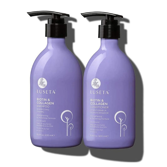 Luseta Biotin Shampoo & Conditioner Set – Thickening & Strengthening Hair Care with Argan Oil – Sulfate & Paraben Free for Thinning, Dry & Damaged Hair (2×16.9 fl oz)