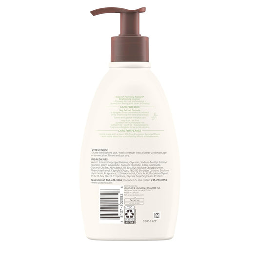 Limpiador facial iluminador Aveeno Positively Radiant con extracto de soja | Limpiador facial suave y sin aceite para piel sensible y apagada | Hipoalergénico, no comedogénico | 325 ml