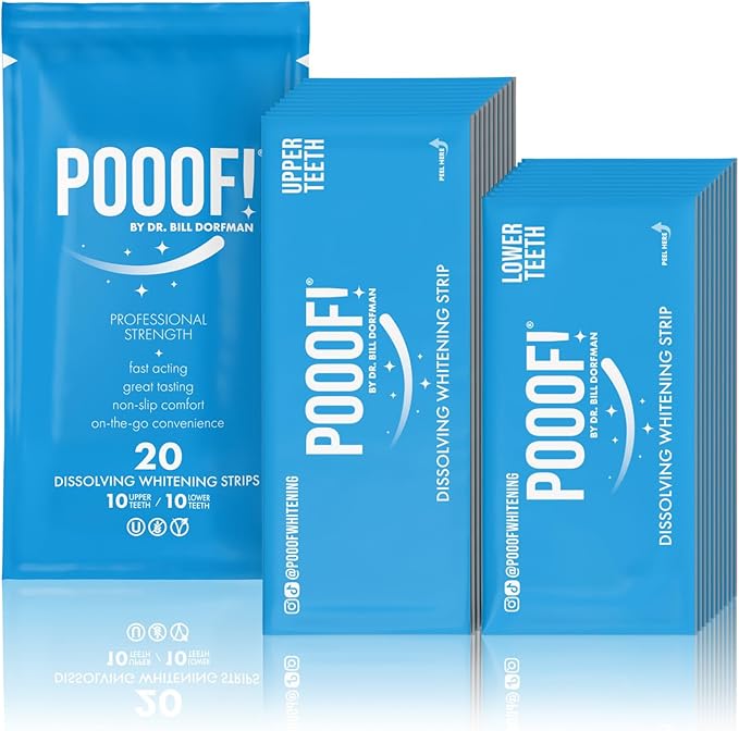 ¡PUUUF! Tiras blanqueadoras dentales solubles – Peróxido de hidrógeno al 12%, tiras antideslizantes | Kit de 10 días para proteger el esmalte dental del Dr. Bill Dorfman | Menta Polar